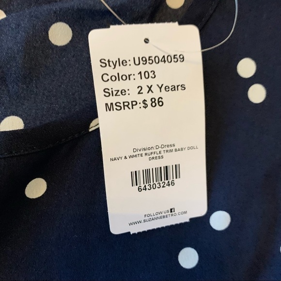NEW Suzanne Betro Polka Dot Ruffle Trim Midi Length Baby Doll Dress Size 2X - Picture 8 of 9